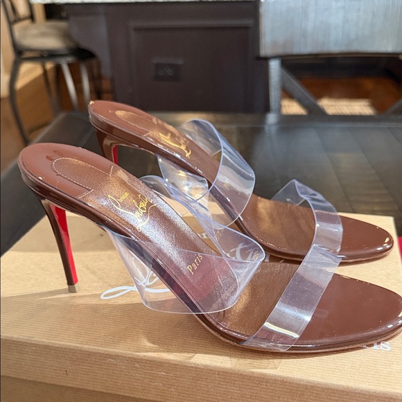 Christian Louboutin Brown Heels with Clear Straps - Picture 3 of 9